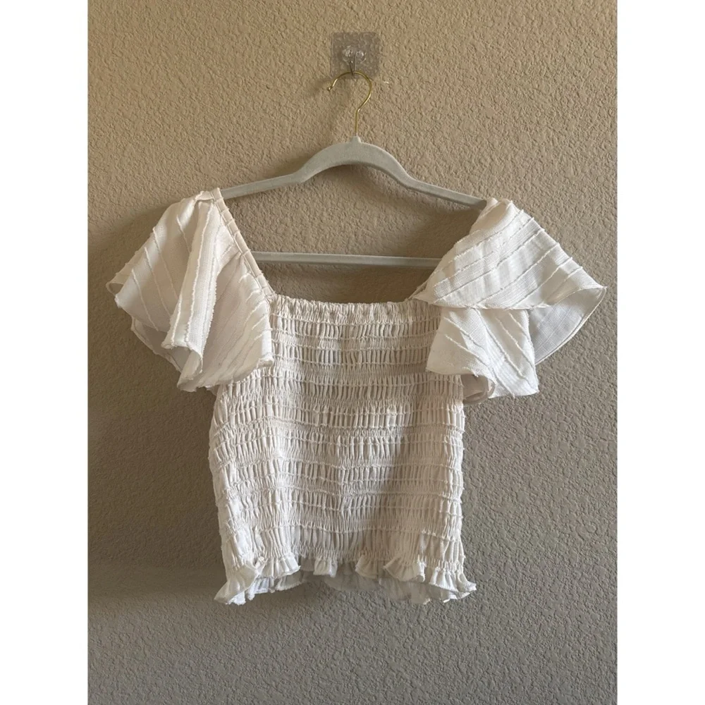 En Saison Cream‎ Ruffled Top Size Extra Small